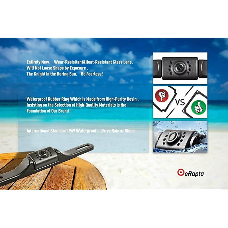 ERT01 2nd Generation Car Rear View Reversing Backup Camera Automotive with 149&deg;Perfect View Angle 8 LED Lights Night Vision 9 Level Waterproof Universal Car Backing Camera License Plate