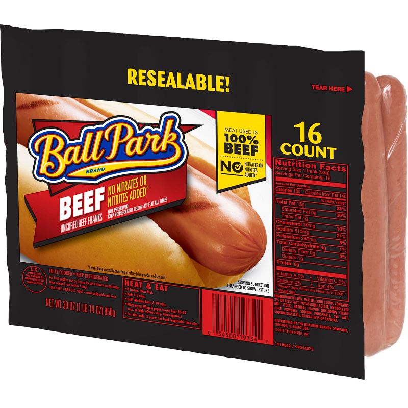 Ball Park Uncured Beef Franks - 30oz/16ct