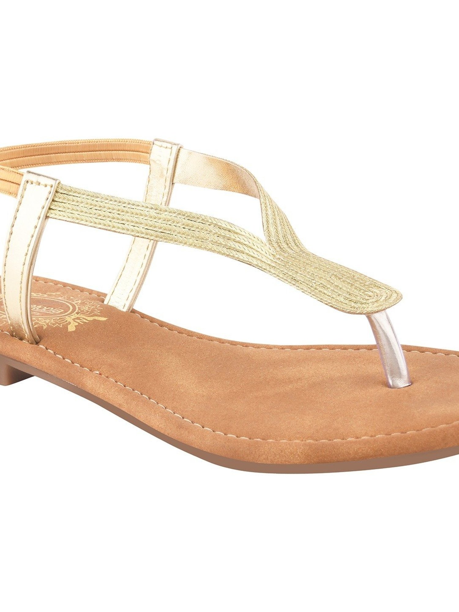 Shoetopia Women's Gold Sling Back Sandals