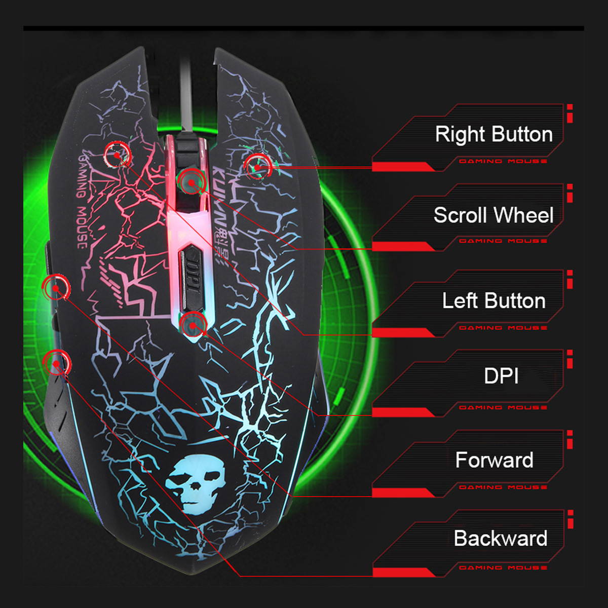 Colorlight T6 E-sport Gaming Keyboard and Mouse Mousepad Combo Mechanical Feeling Rainbow LED Backlight Emitting Character