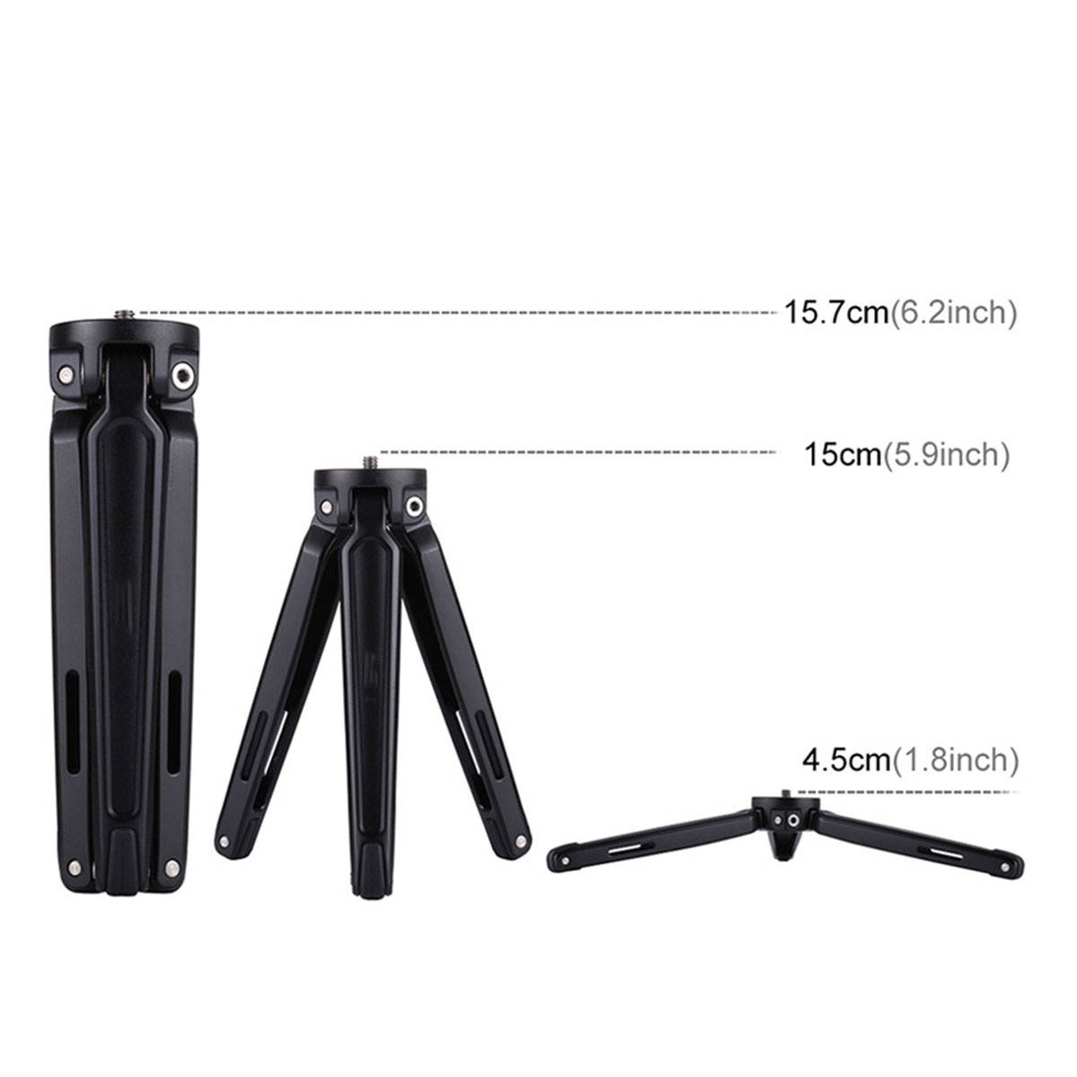 Puluz Tripod Lightweight Heavy Duty Aluminum Alloy Mini Tabletop Tripod for Nikon DSLR Cameras Projector Mobile Phones (Black)