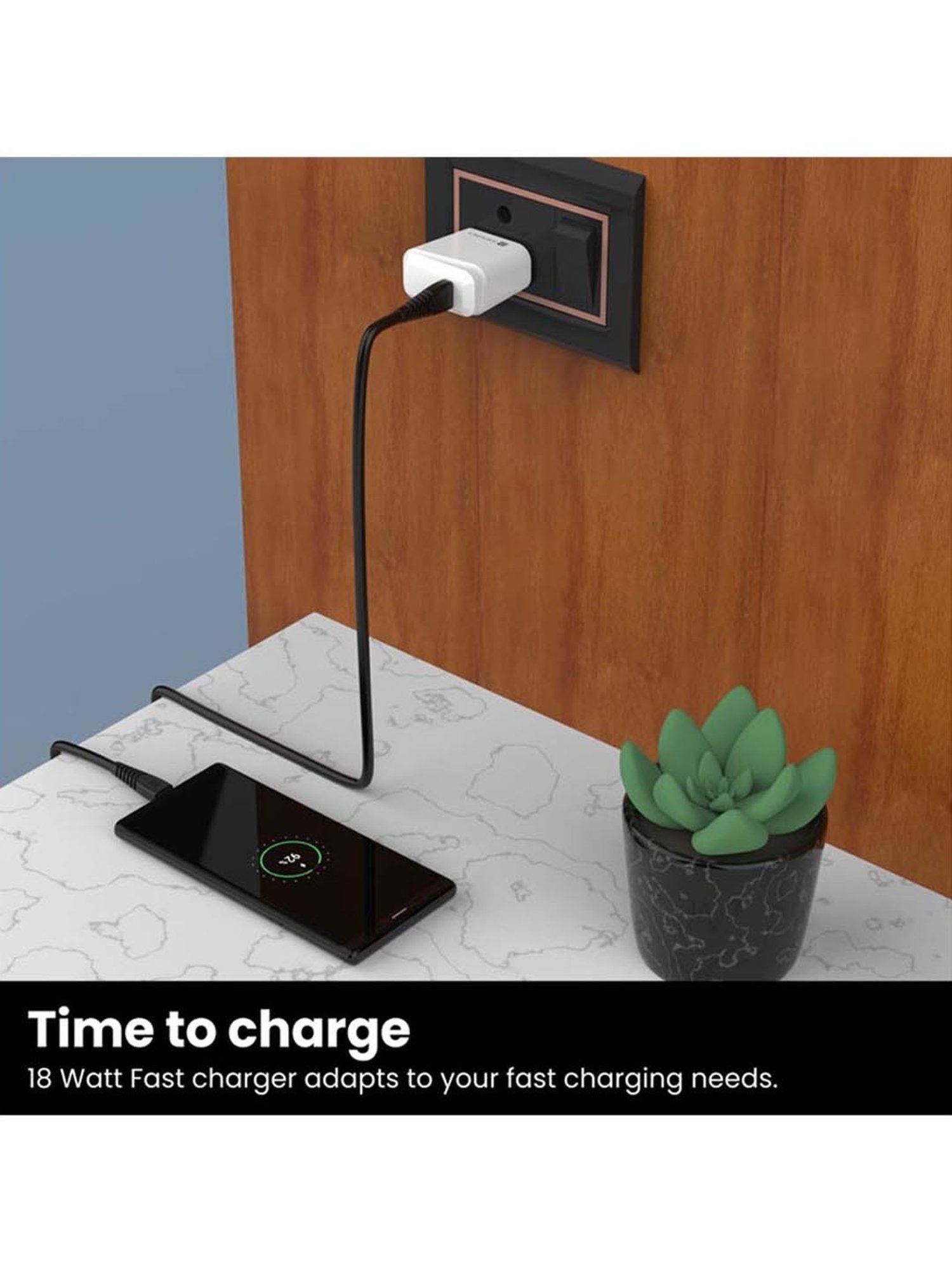 Portronics Adapto 40 M 18W Quick Charge Mobile Charger with Smart Protection Chip (White)