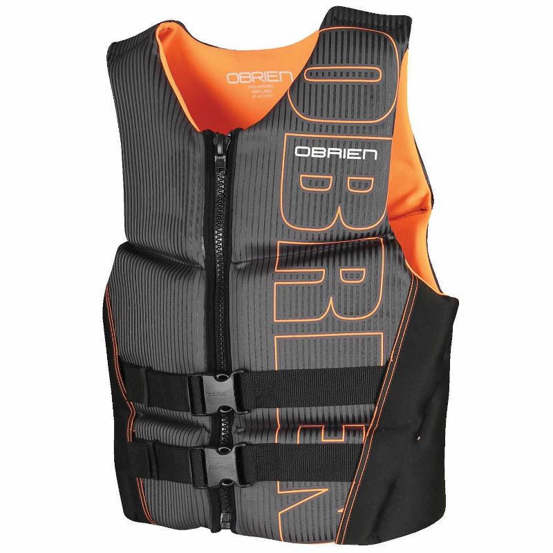 OBrien BioLite Series Men's Flex V Back Neoprene Life Vest Size XS, Black/Orange