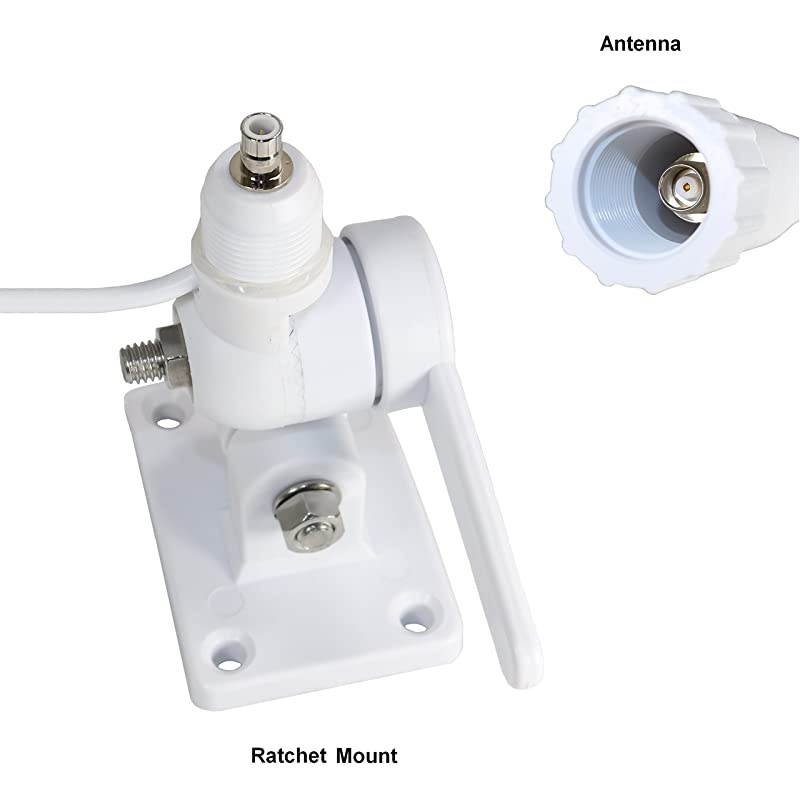 1614 46quot VHF 3 Dbd Gain Marine Antenna with Cable Builtin to Ratchet Mount Silver