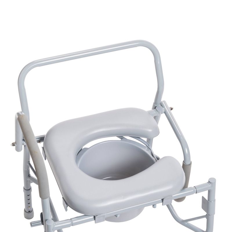 Drive Medical Steel Drop Arm Bedside Commode with Padded Seat and Arms