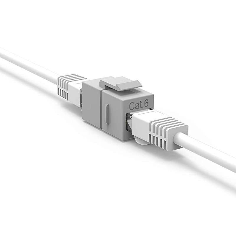 Cat6 RJ45 Inline Coupler with Keystone Latch FemaleFemale 10Pack Gray