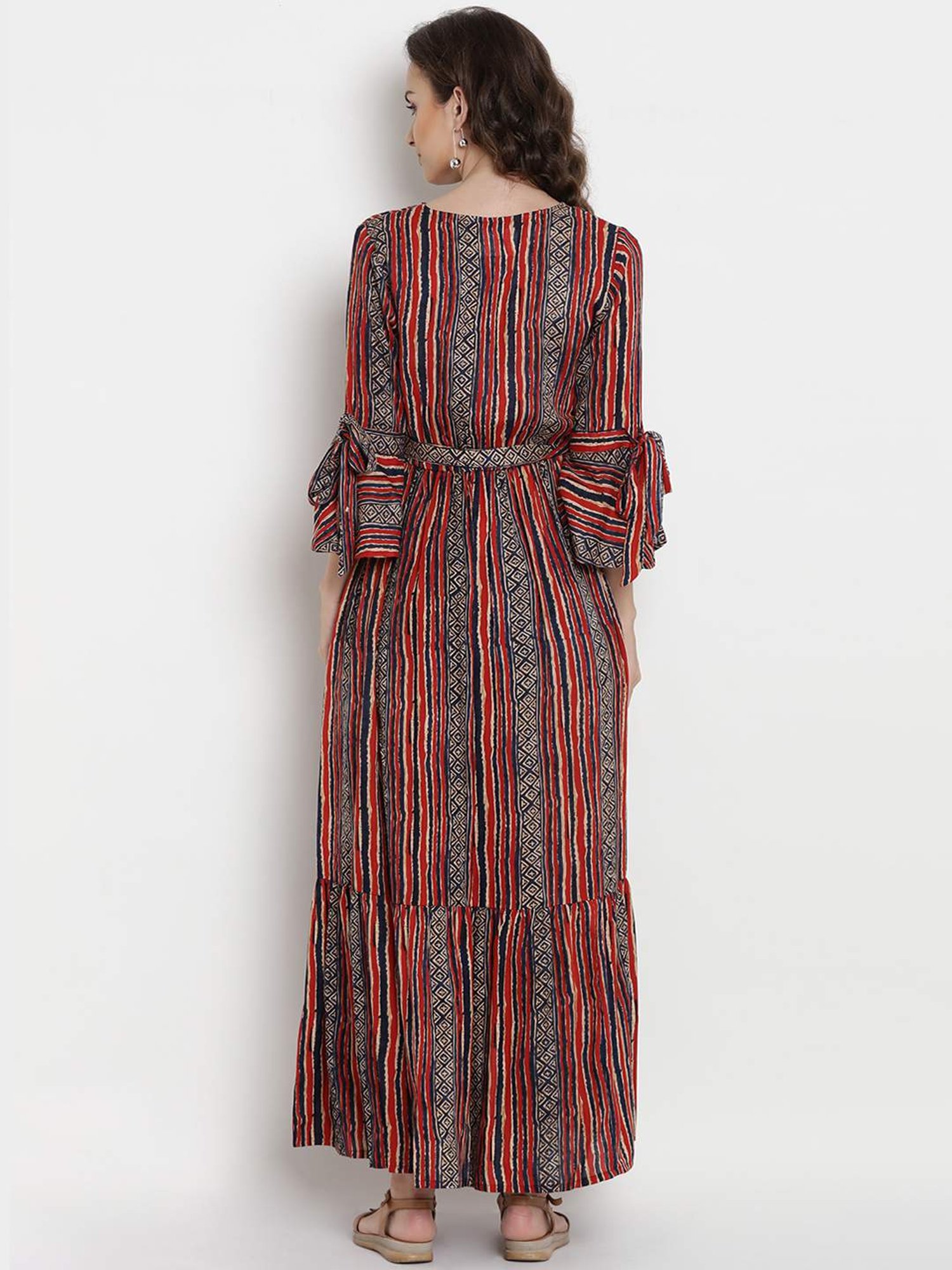 Mine4Nine Red & Black Striped Maternity Dress