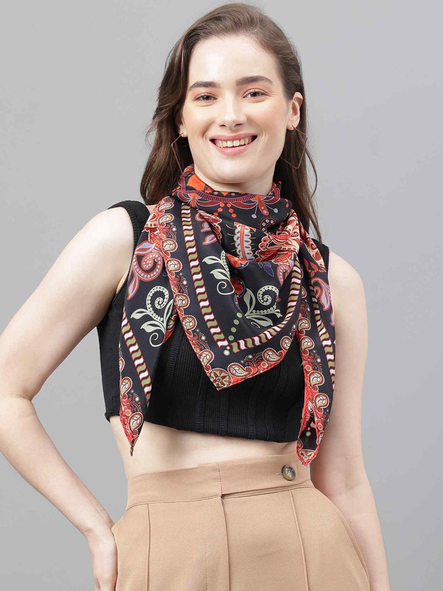 Tossido Multicolor Floral Scarf & Bag Scarf Set