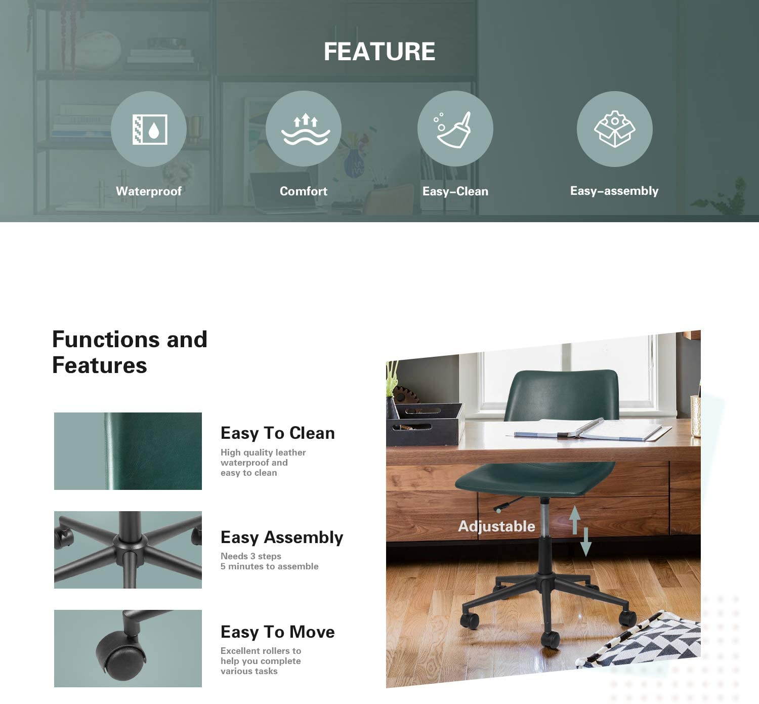 Global Leather Task Chair, Black (8993BK450/550) 