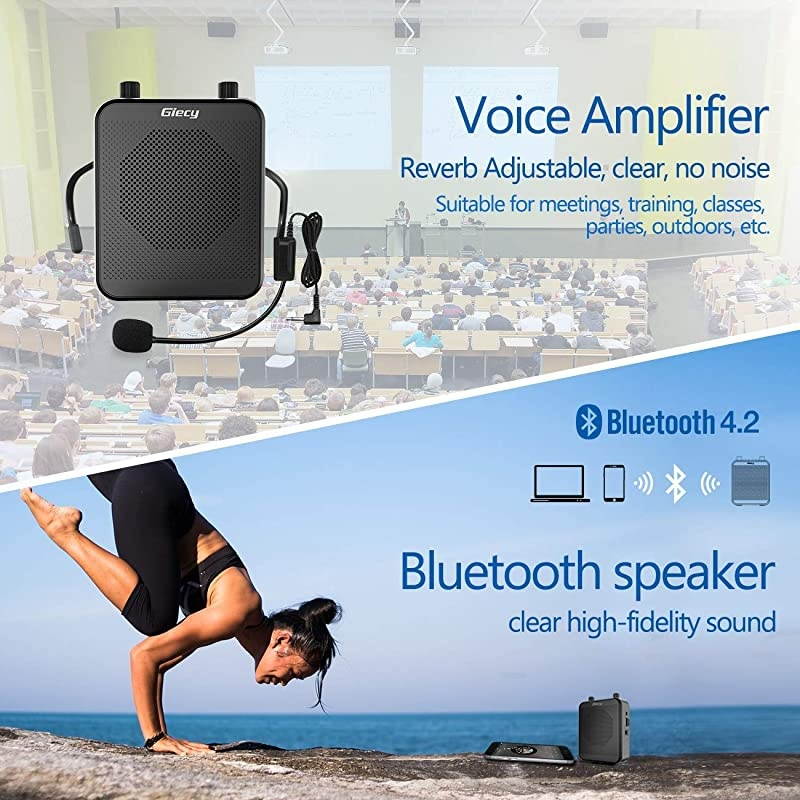 Portable 30W Voice Amplifiers 2800mAh Large Capacity Rechargeable Battery Bluetooth PA Sytem for Classroom, Meetings and Outdoors