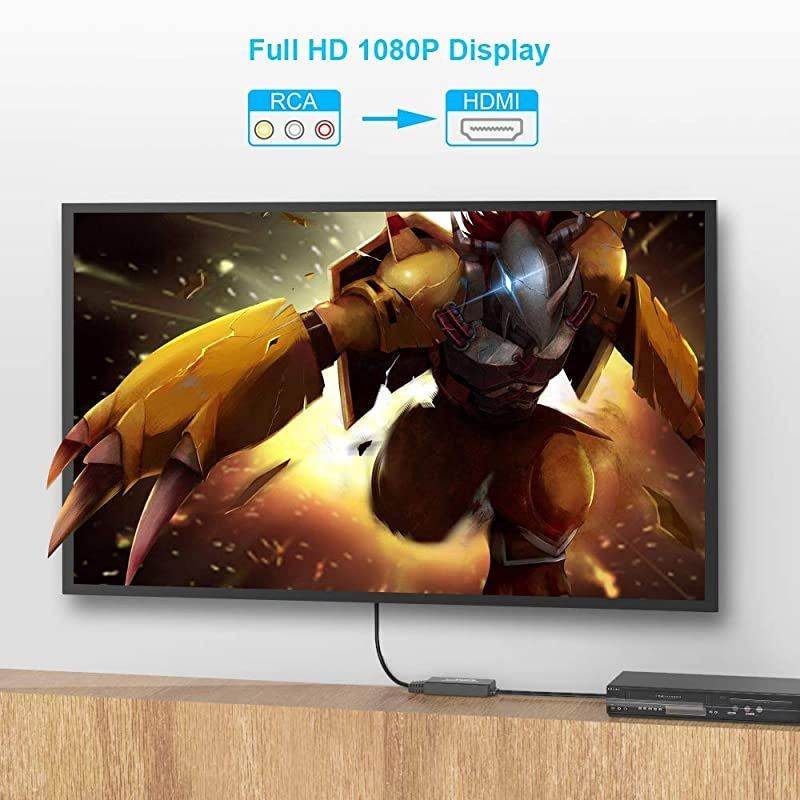 to HDMI, to HDMI Converter, Audio Converter with USB Charge Cable, Mini AV 3CVBS Composite Cable to 1080P HDMI Adapter Supporting Laptop PAL NTSC PC PS3 PS4 TV STB VHS VCR Camera DVD