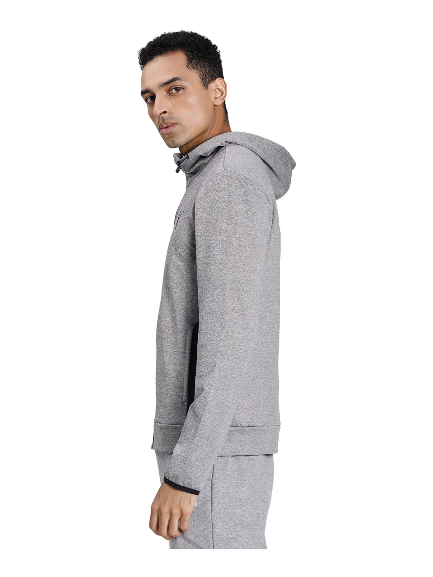 Puma Grey Slim Fit Hooded Jacket