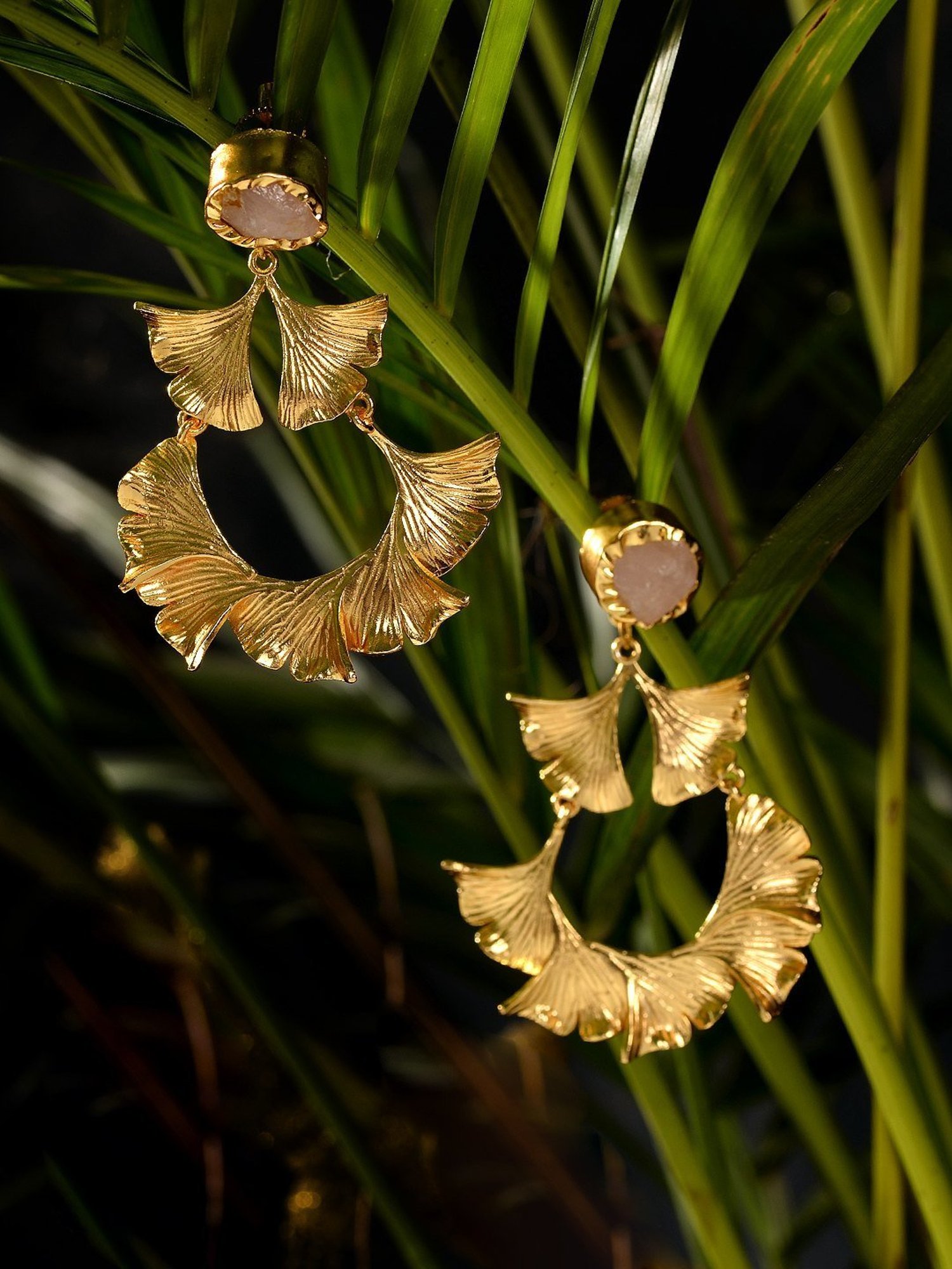 Saraf RS Jewellery Gold Plated Quirky Handcrafted Drop Earrings