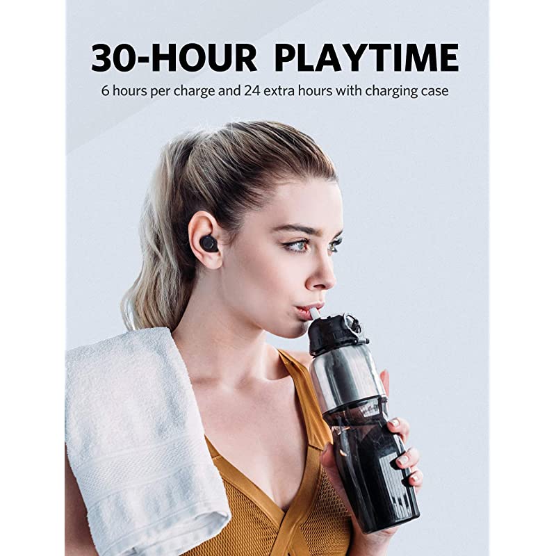 Wireless Earbuds  Free Bluetooth 50 Earbuds with Wireless Charging Case IPX7 Waterproof inEar Earphones with USB C Port Deep Bass Wireless Headphones for 30H Playtime Builtin Mic