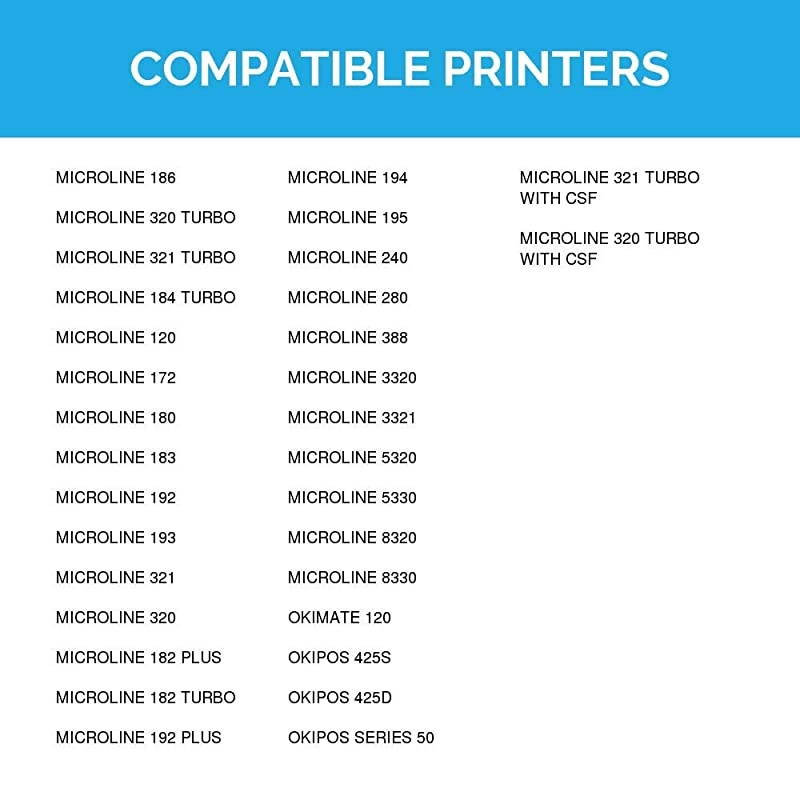Compatible Printer Ribbon Cartridge Replacements for Okidata 52102001 Black 6Pack