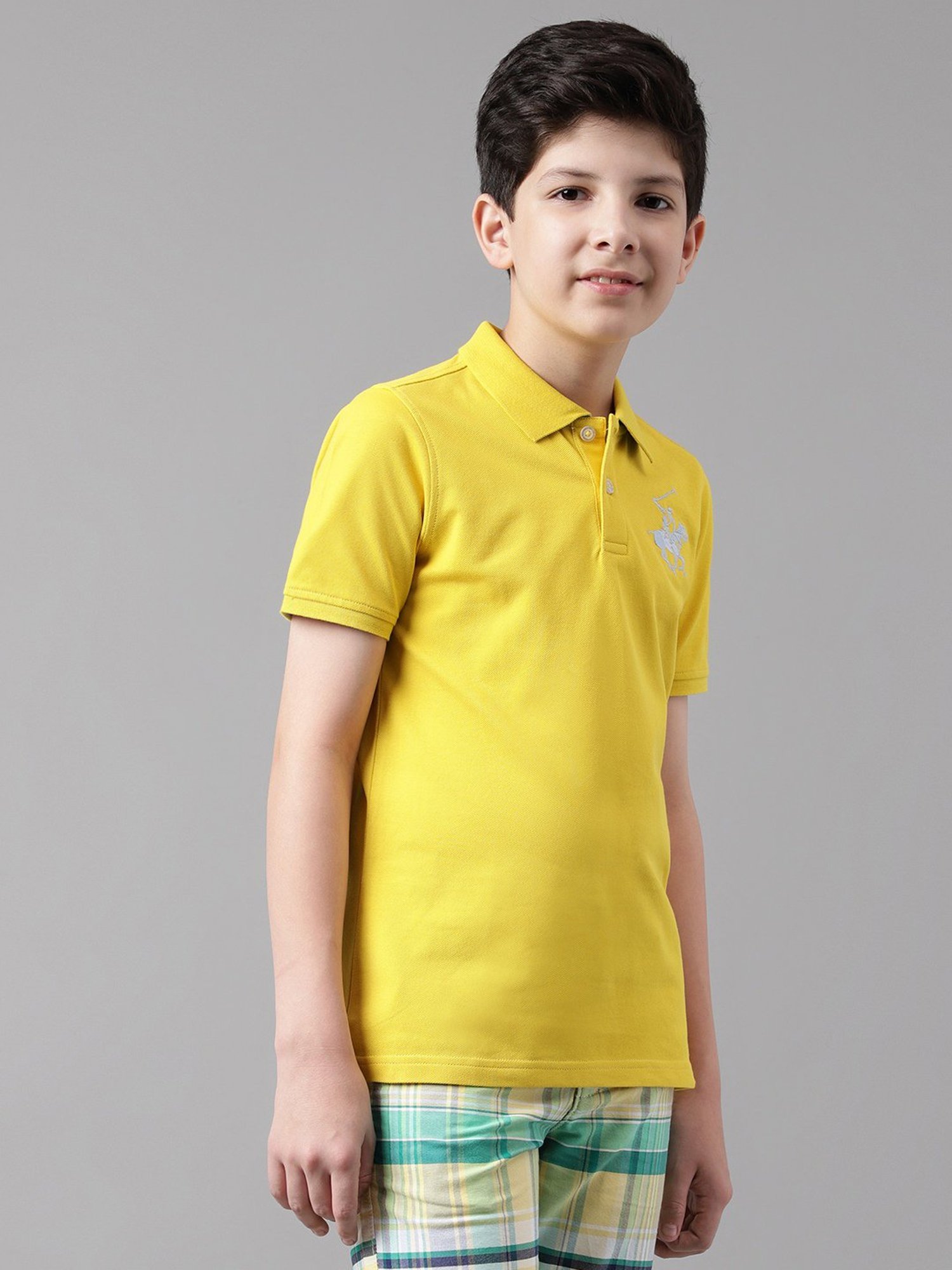 Beverly Hills Polo Club Kids Yellow Solid Polo T-Shirt