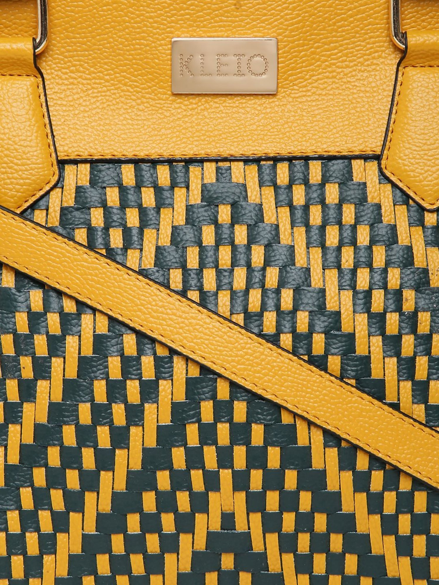 KLEIO Yellow Textured Medium Handbag