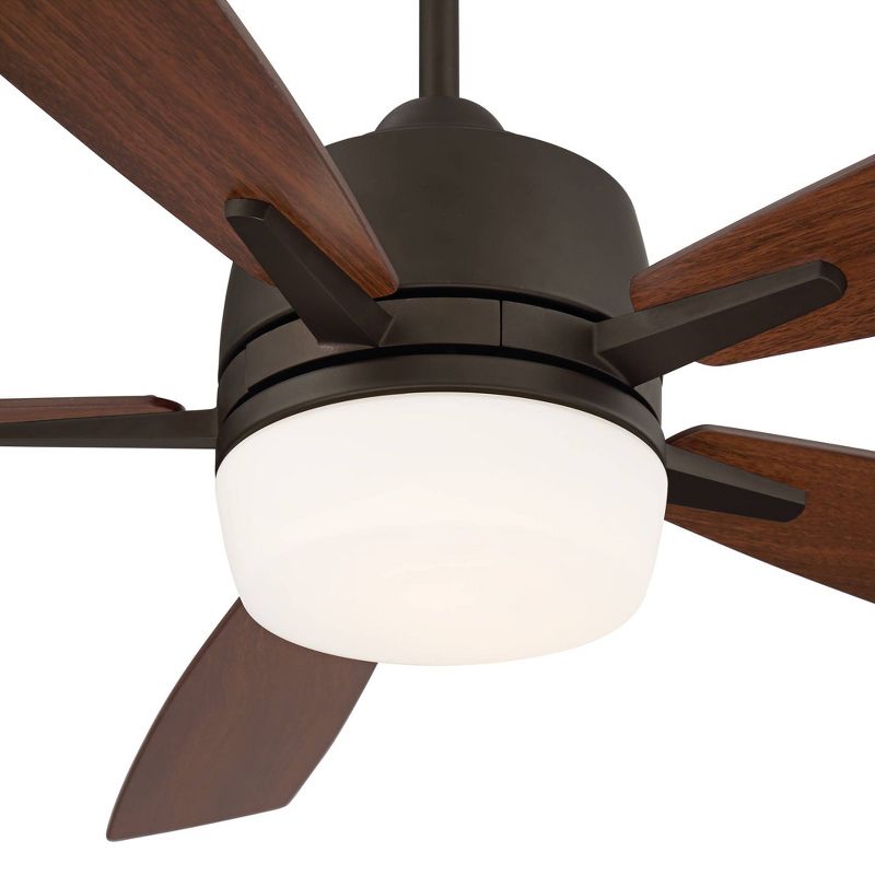 54" Casa Vieja Farmhouse Ceiling Fan with Light LED Dimmable Remote Bronze Walnut Oak Opal Etched Glass House Bedroom Living Room