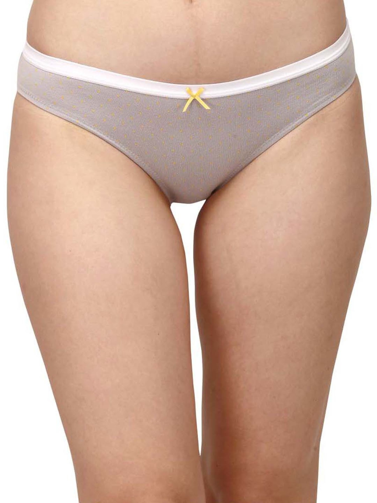 Soie White & Navy Cotton Printed Bikini Panties - Pack Of 6