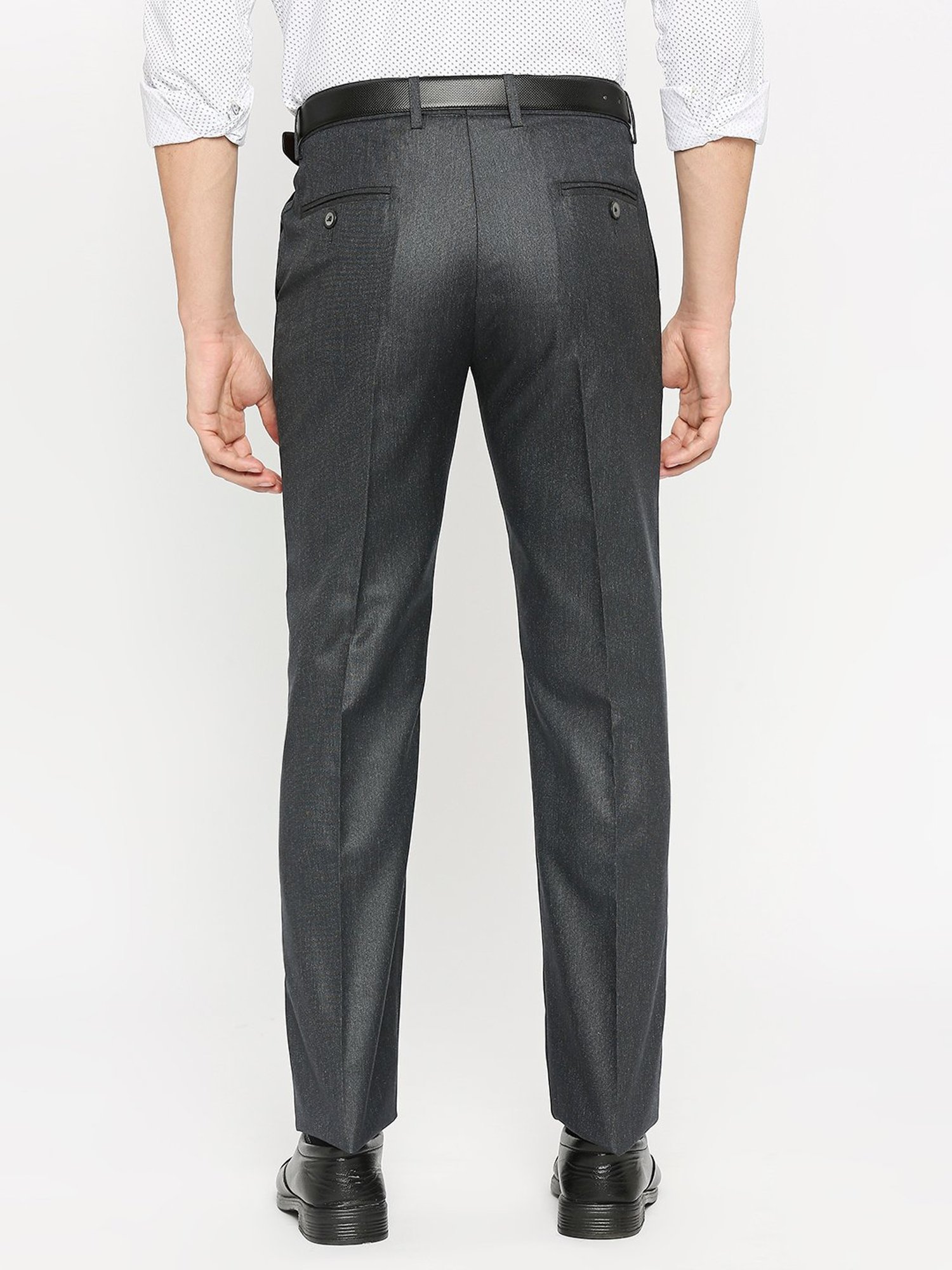 SOLEMIO Navy Slim Fit Flat Front Trousers