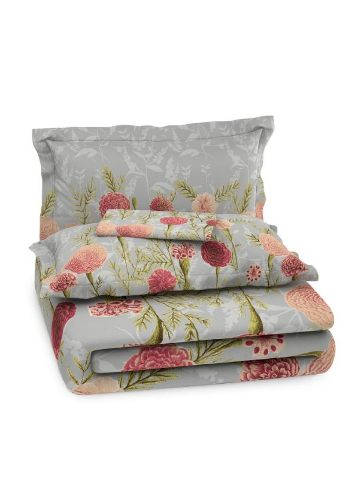 Living Roots Printed Grey 300 TC Cotton Single Diwan - Set of 8