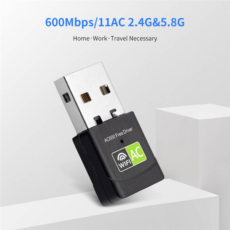 Driver Wireless USB Wifi Adapter 600Mbps Wi-fi Network Card 2.4G 5G Dual Band Lan USB Wifi Dongle Receiver 802.11n/g/a/ac