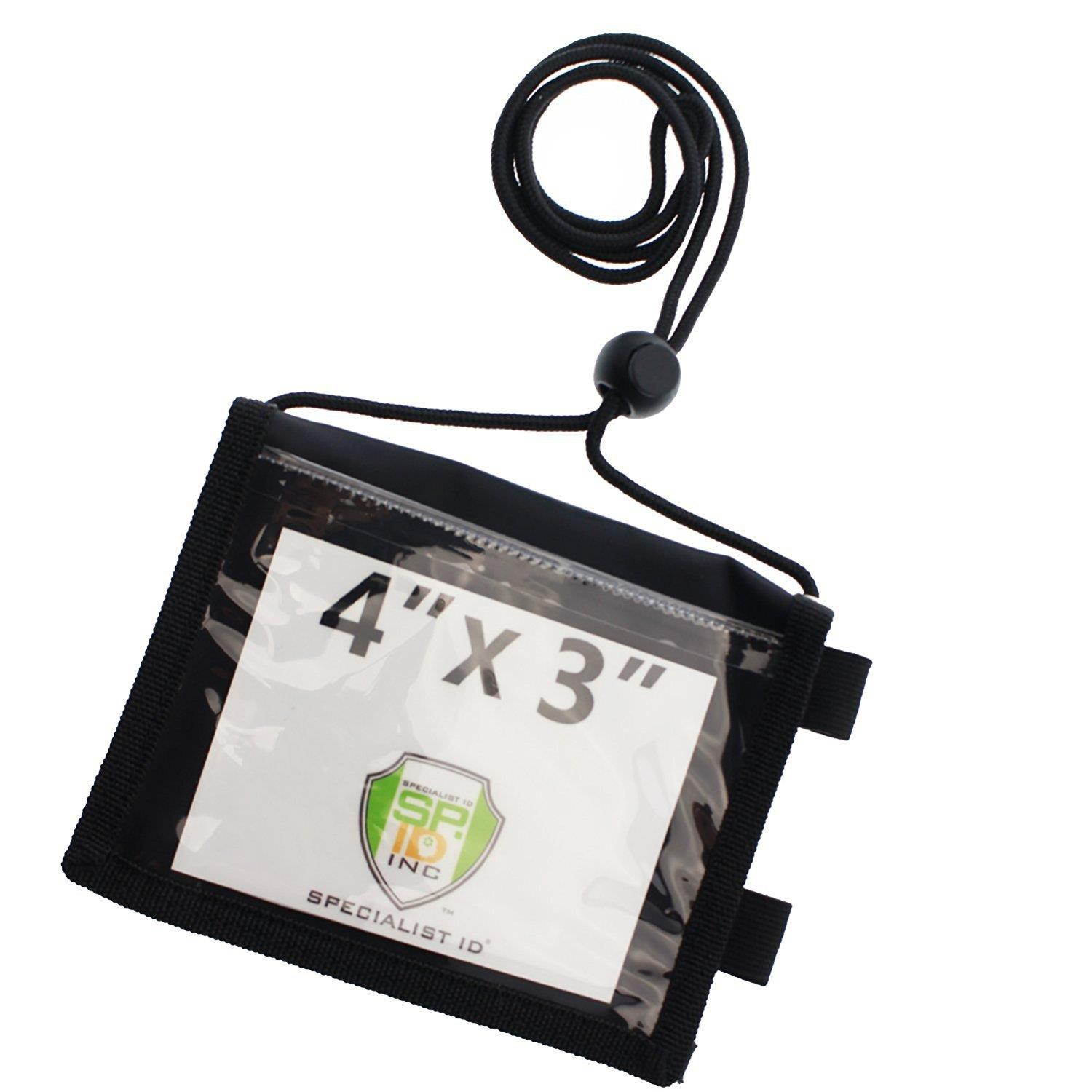 2 Pack - Ultimate 4 X 3 Nylon Credential Badge Holder for Trade Shows, Conventions & Travel - 5 Pockets, Zipper, Pen Holder and Adjustable Neck Cord by Specialist ID (Black)