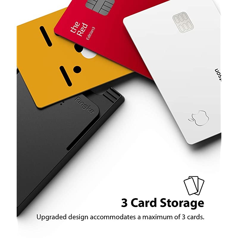 Slot Card Holder Designed for Smartphones Adhesive Stick On Wallet Case Minimalist Slim Hard Premium Credit Card Cash Sleeve Black