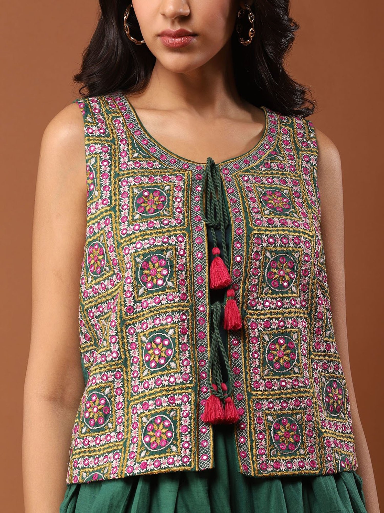 aarke Ritu Kumar Green Jacket With Dhoti Pants And Inner