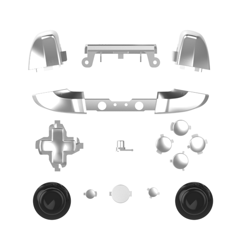 WPS Chrome Color ABXY Dpad Triggers Full Buttons Set Mod Kits for Newest Xbox One Slim/Xbox one S Controller with Screwdriver (Torx T6 T8) Set (Chrome Silver) for 1807 Version