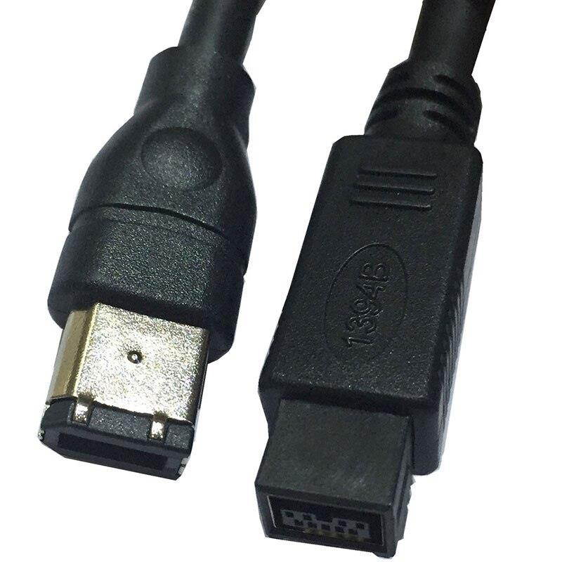 Black IEEE 1394 Firewire 800 to Firewire 400 Cable, 9 Pin/6 Pin Male / Male 6 FT