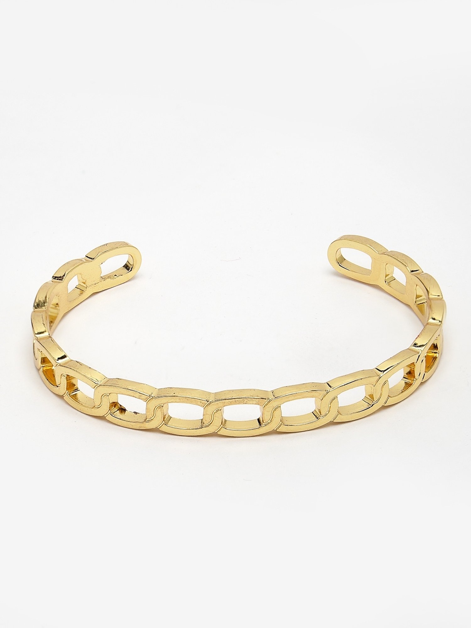 NVR Men Gold-Plated Metal Cuff Bracelet