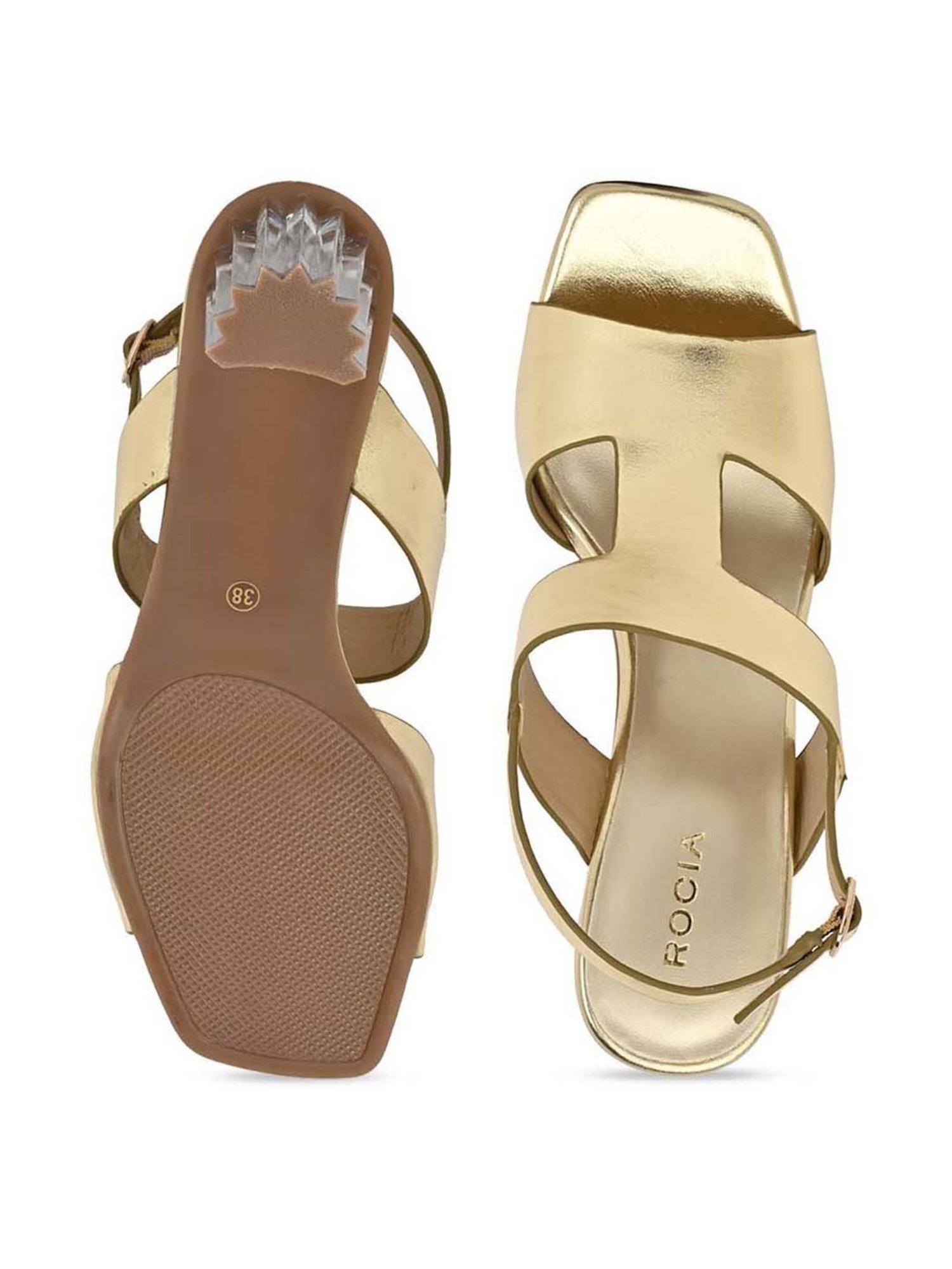 Rocia by Regal Women's Golden Back Strap Sandals