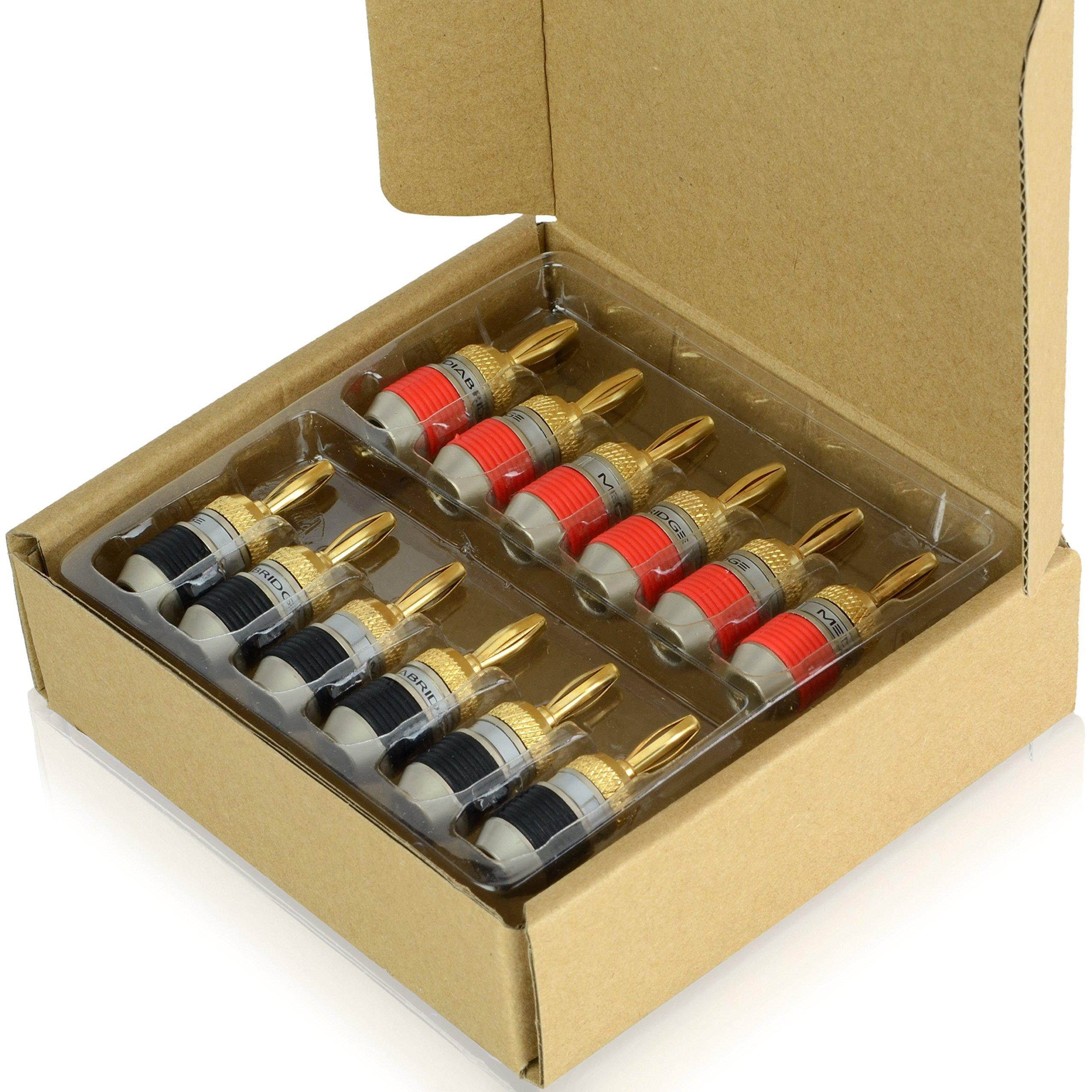 Mediabridge Banana Plugs - Corrosion-Resistant 24K Gold-Plated Connectors - 6 Pair/12 Banana Plugs (Part# SPC-BP2-6 )