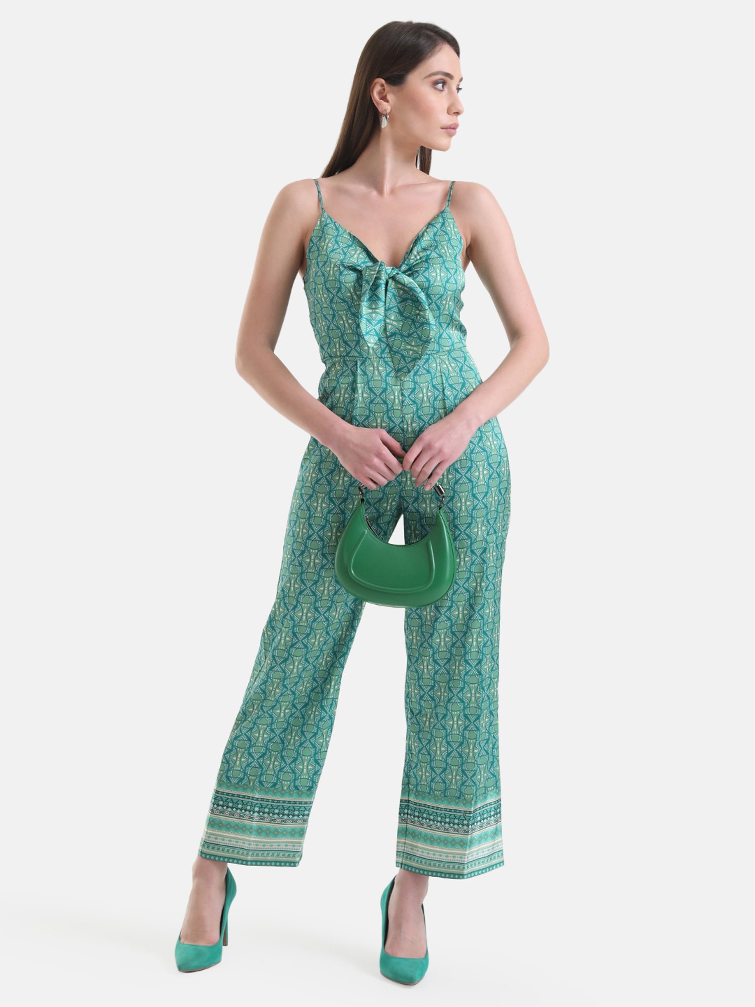 Kazo Green Geometric Printed Jumpsuit