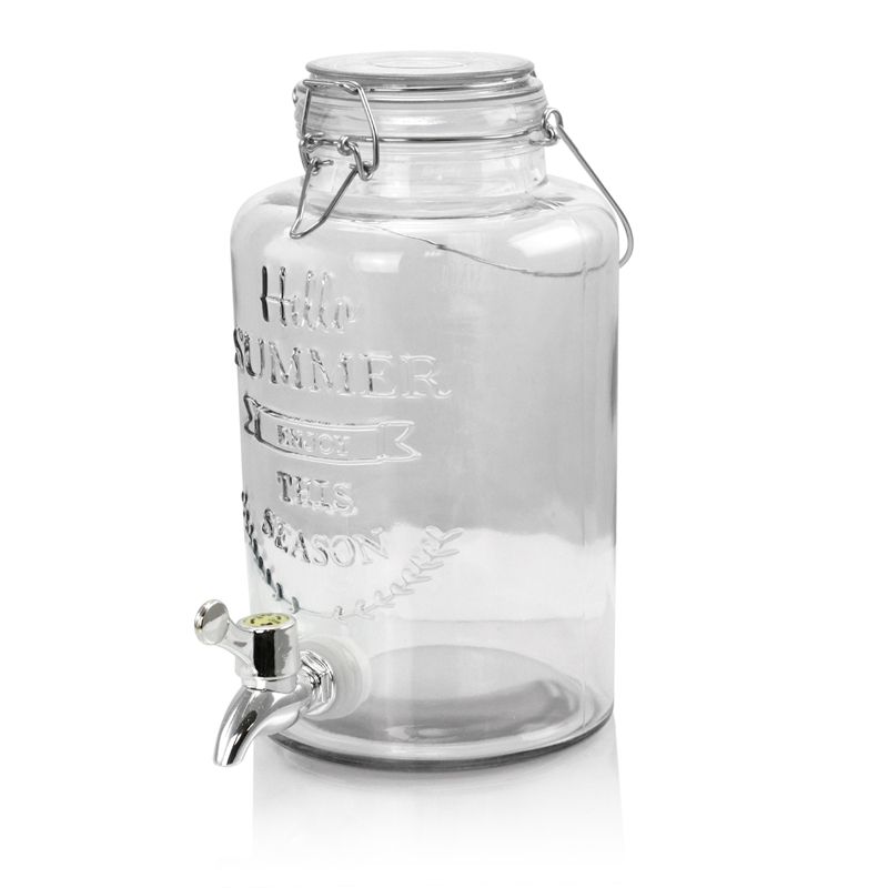 Gibson Home Bayfront Summer 2.5 Liter Mason Jar Glass Beverage Dispenser