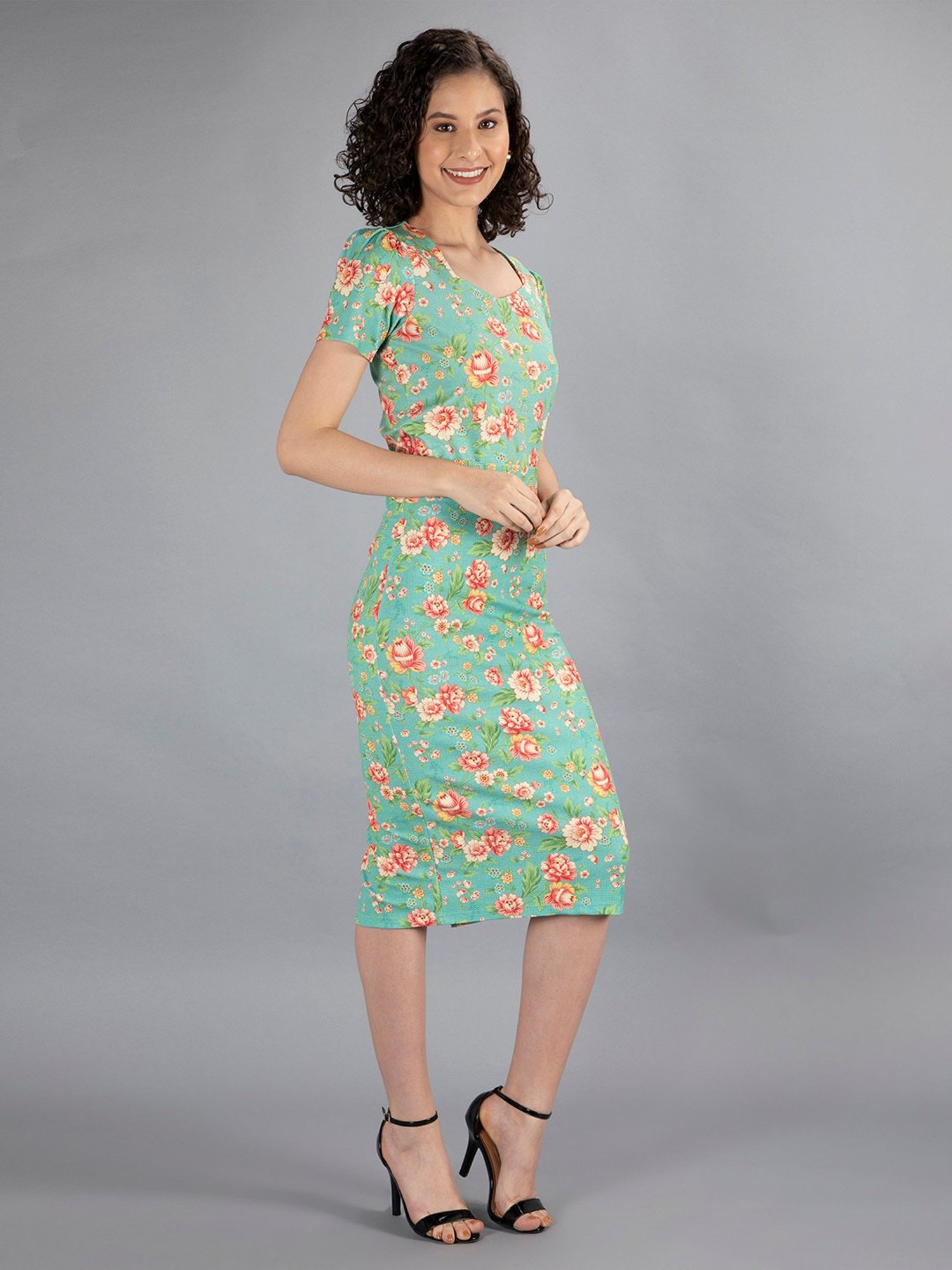 NEUDIS Green Floral Print Top With Skirt