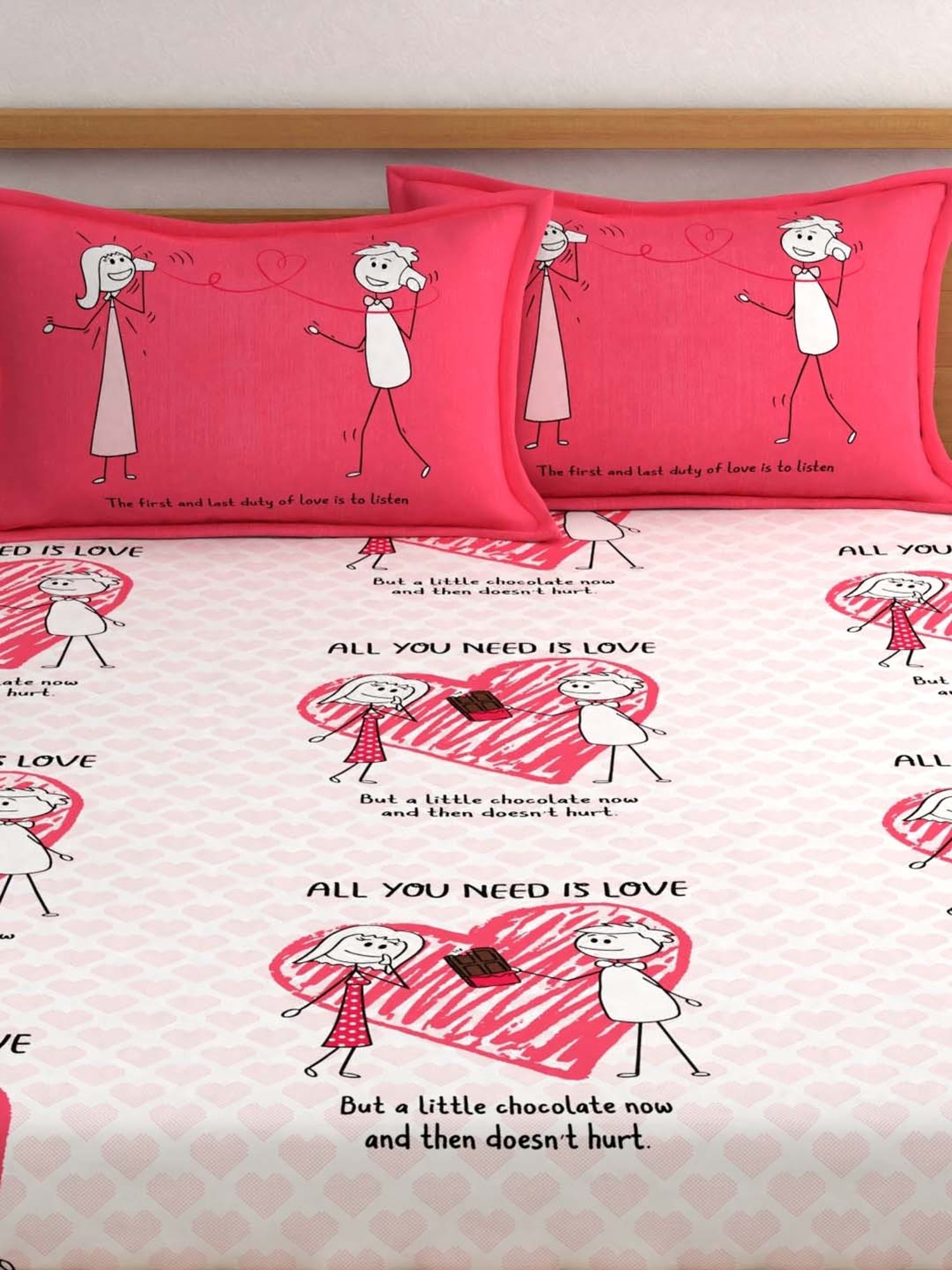 My Room Pink 210 TC Cotton Bed Sheet Set