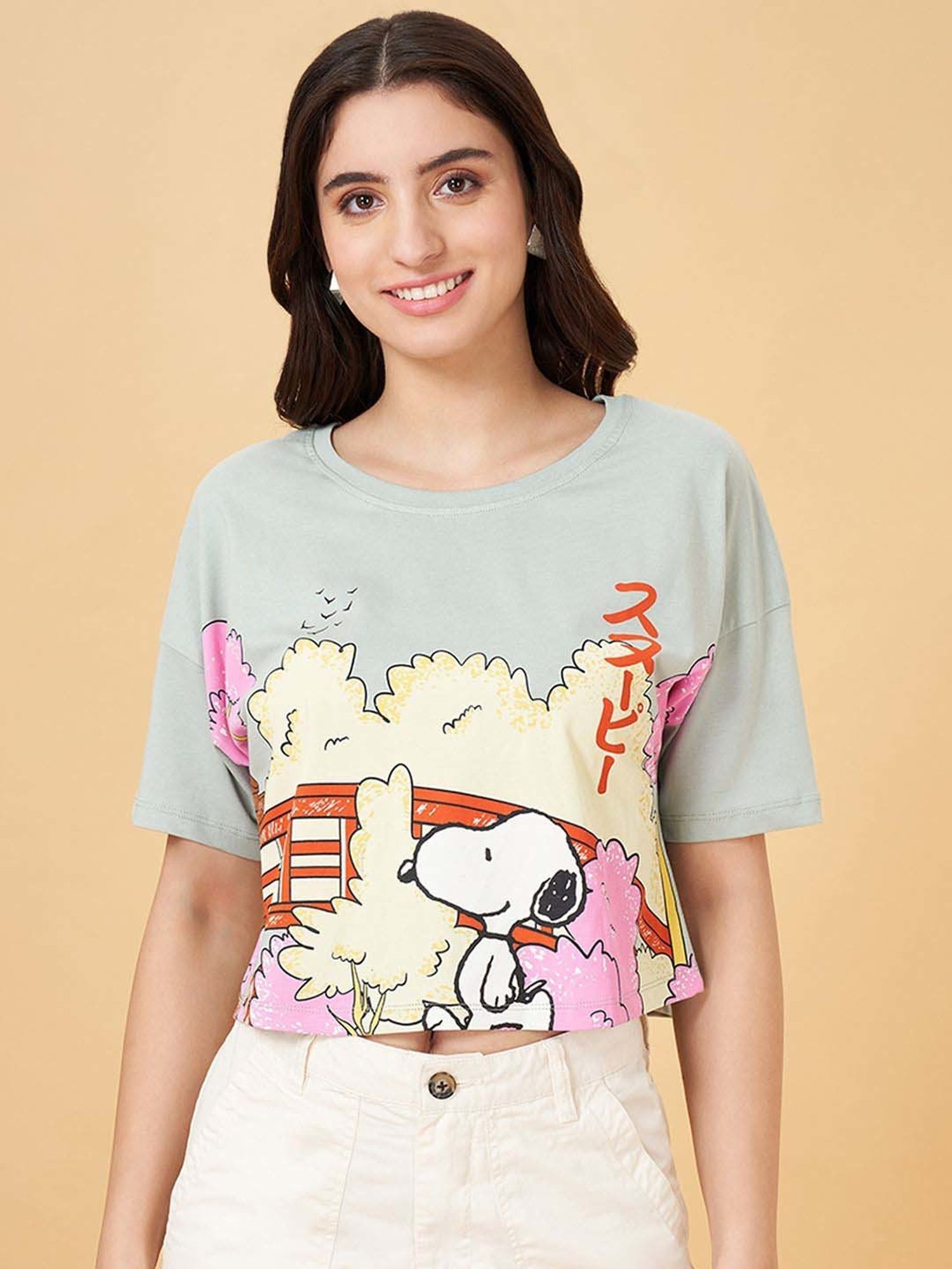 Honey by Pantaloons Blue Cotton Printed T-Shirt