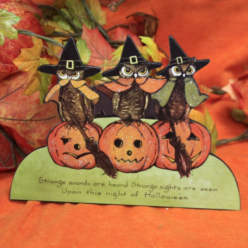 Halloween 6.5" Halloween Owls Dummy Board Vintage Retro Witch Jol Pumpkin  -  Decorative Figurines
