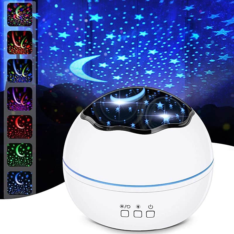 Night Light Star Projector Lights for Room LED Light Projector for Bedroom Bedside Lamp 8 Lighting Modes Adjustable Brightness 360&deg; Rotation Suitable for Living Room PartyRoom
