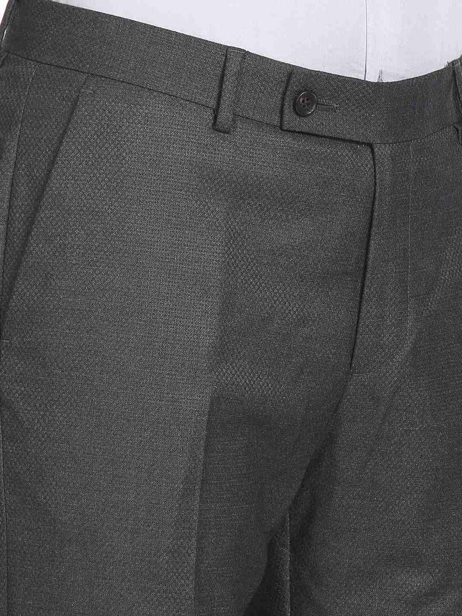 Arrow Grey Regular Fit Self Pattern Trousers