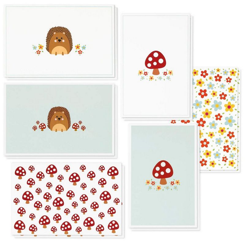 Best Paper Greetings 48-Pack Greeting Cards with Envelopes, Hedgehogs, Mushrooms, and Flowers Designs (4 x 6 In)
