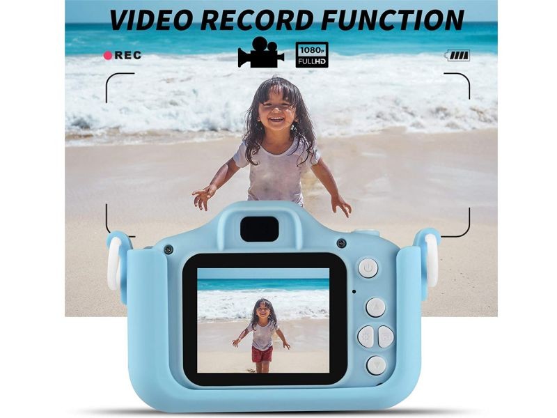 Kid Cameras Girls Boys Best Gifts Camera Upgrade HD 2.0 Inches Screen Kids Video Camera Anti-Drop Children Toy Camera Mini Cartoon Child Camcorder for 3-14-Year-Old (Blue)