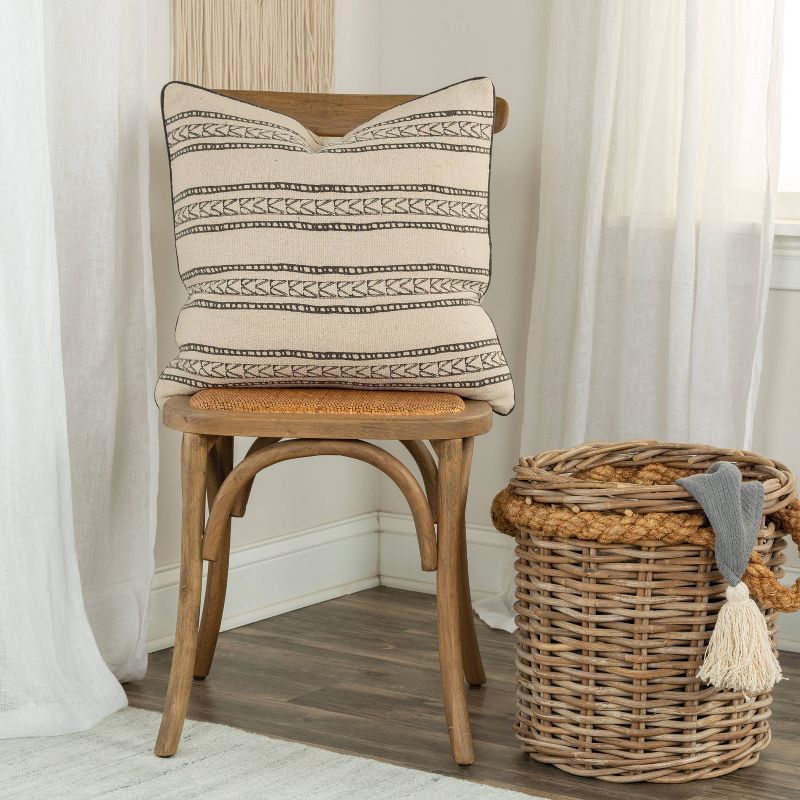 20"x20" Striped Polyester Filled Pillow Charcoal - Donny Osmond Home