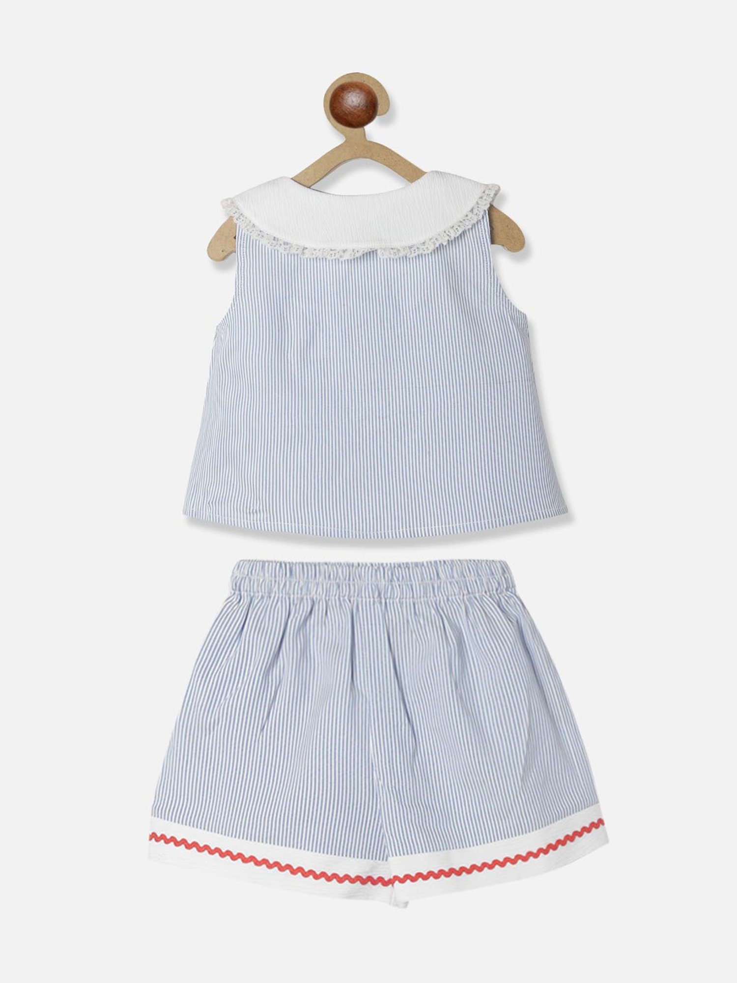 Nauti Nati Kids White & Blue Striped  Top with Skirt