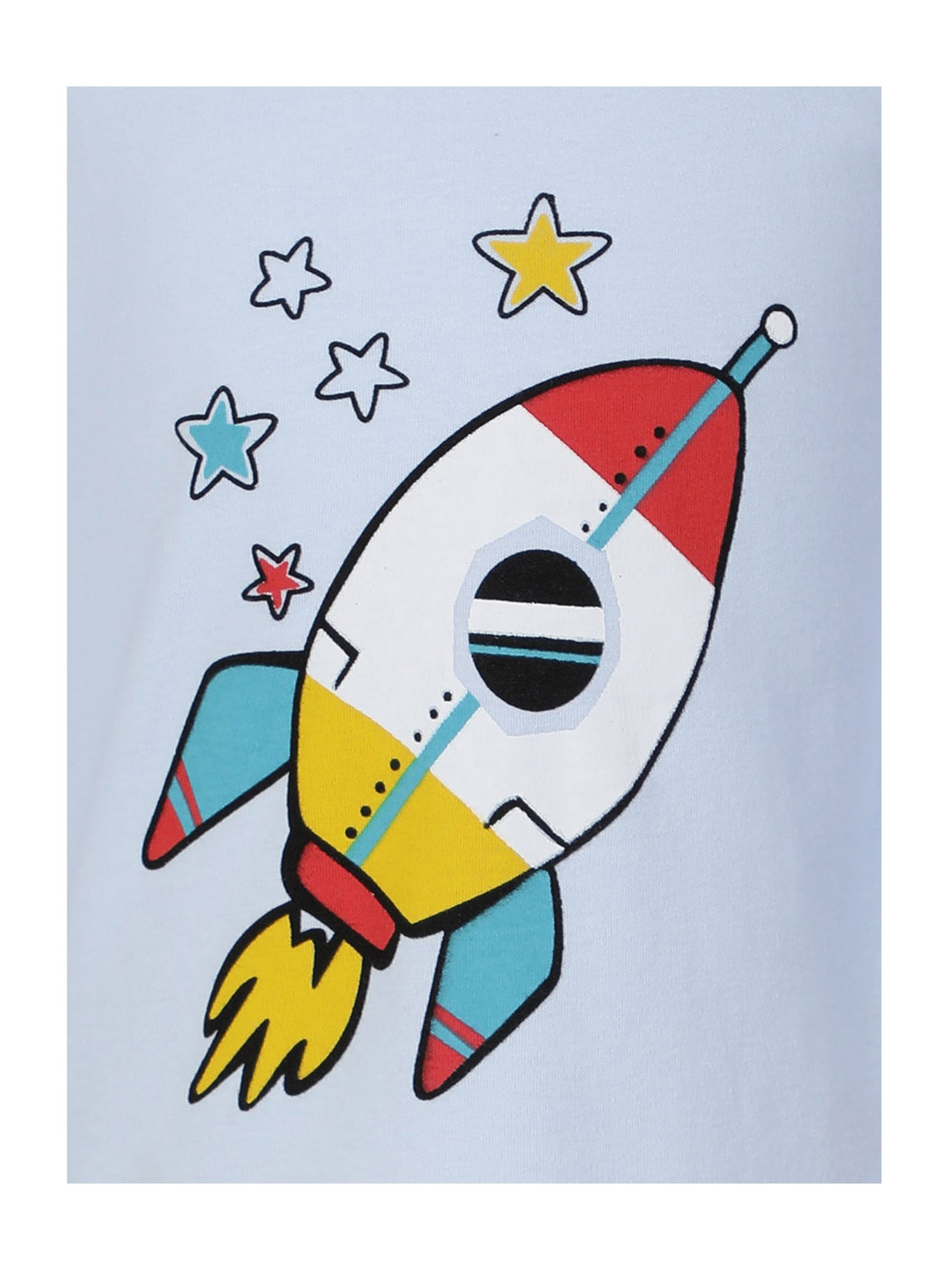 Passion Petals Boys Blue & White Printed T-Shirt with Pajamas