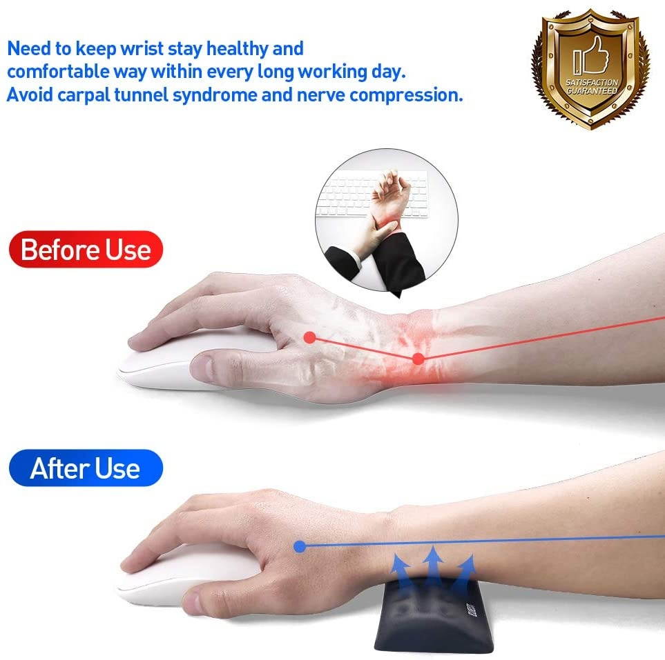 BUBM Wrist Rest for Keyboard and Mouse, Memory Foam Cushion Wrist Support Pad Arm Rest Pillow, Massage Hole Design & Easy-Typing for PC Gaming, Office, Computer(Black Set)