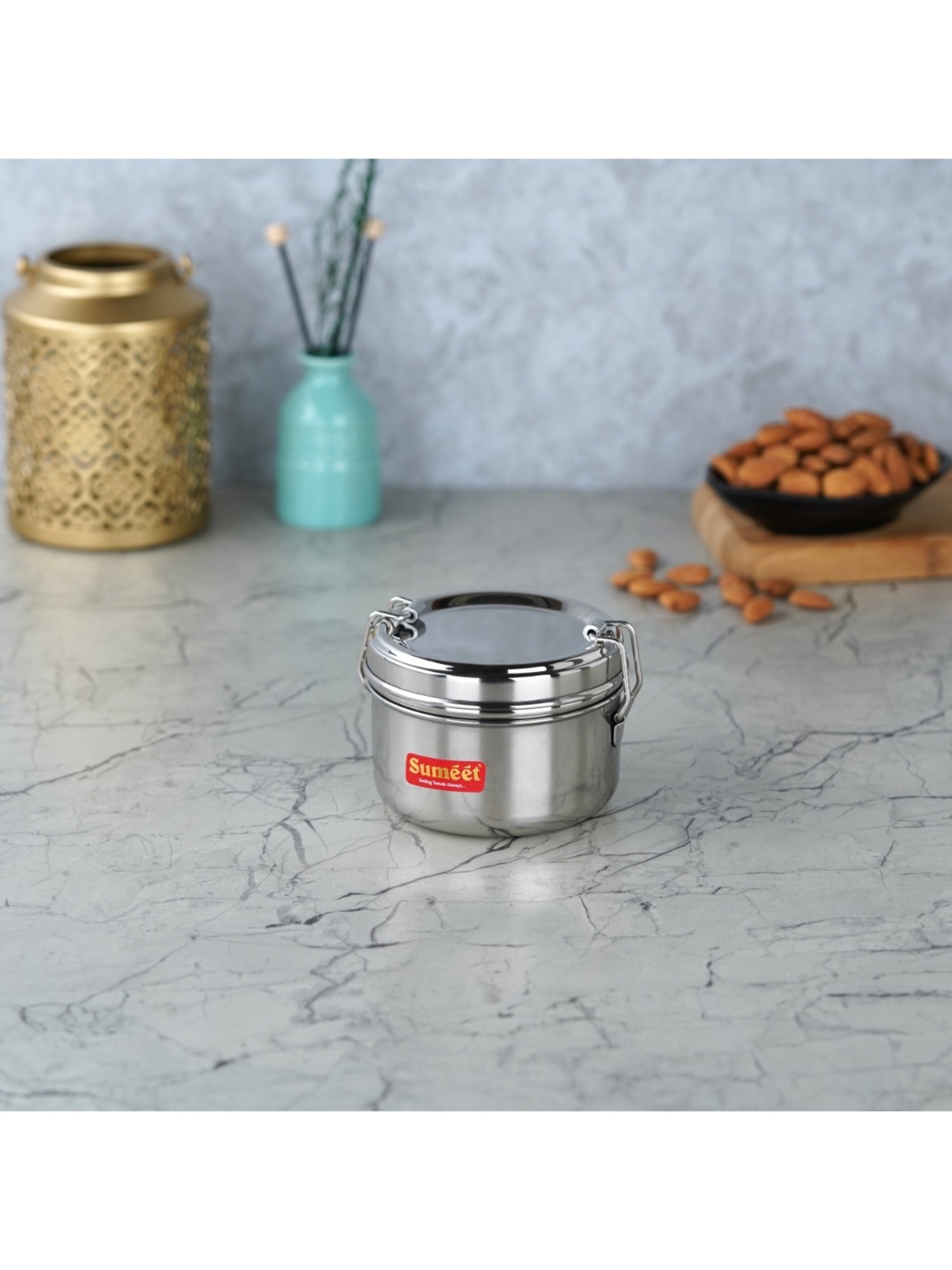 Milton Red Stainless Steel Small Tiffin Box - Set of 2