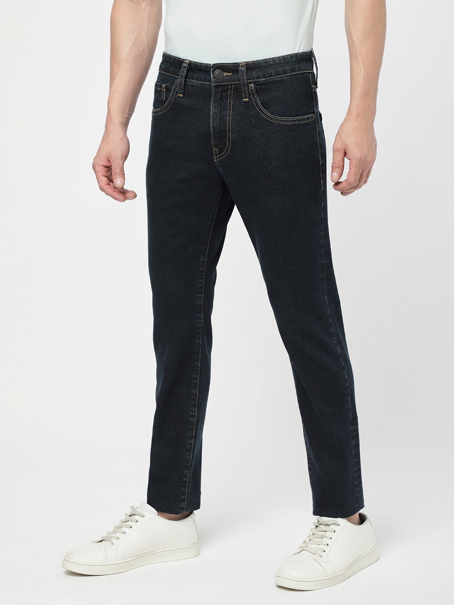 Passion Dark Blue Regular Fit Lightly Washed Jeans